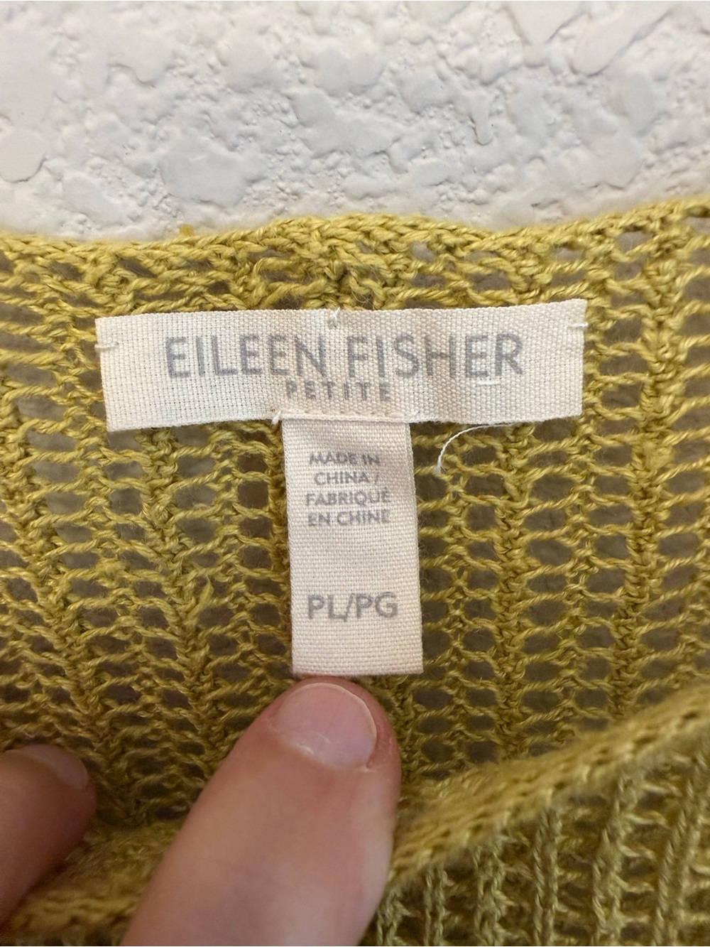 Eileen Fisher Mustard Open-Knit Raglan Boxy Sweater PL - Picture 5 of 9